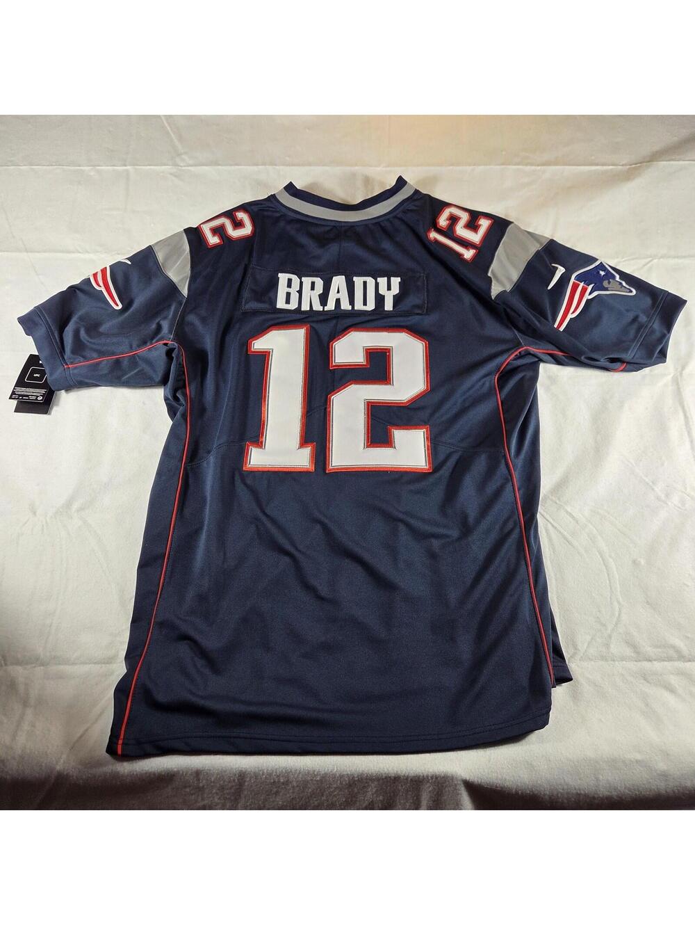 New England Patriots Jersey Mens 2XL Blue NFL Football Tom Brady 12 Nike - Picture 12 of 16